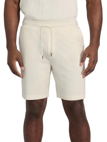GUESS Mens Baron Textured Knit Shorts, Pearl White, Small