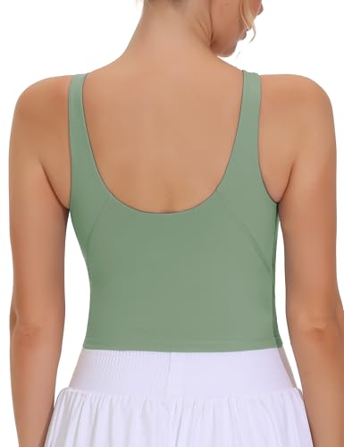 Image of THE GYM PEOPLE Women Sports Bra Sleeveless Padded Running Workout Tank Tops