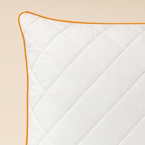 Image of Homerz Premium Set of 2 Quilted Pillow, Virgin Fiber Filled (17 x 27 inch / 43 x 69 cm) | Luxury Queen Size Bed White Microfiber Pillows |Neck Support, Machine Washable (Quilted, Set of 2)