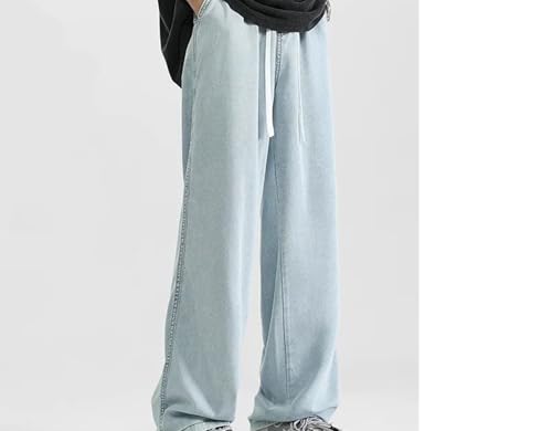 Mens Jeans Spring Summer Vintage Washed Wide Leg Loose Casual Straight Denim Pants Trendy Fashion2