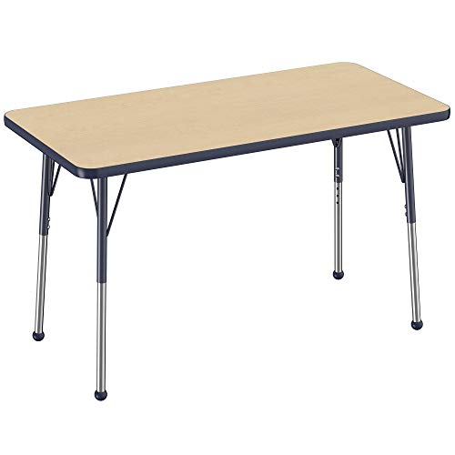FDP 24" x 48" Rectangle Table with Ball Glide Legs - Maple/Navy