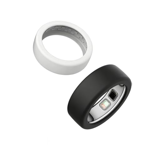Happyep Silicone Ring Protector for Oura Ring 5 2-Pack Soft Anti-Scratch Sleeve Lightweight & Comfortable Smart Ring Covers (black+whtie M (10-13))