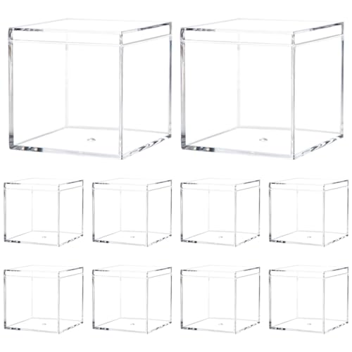 Pilikoll 10 Piezas 6x6x6cm Caja de Acrílico con Tapa Cajas de Regalo de Cubo Acrílico Caja de Exhibición de Cubo Transparente para Organizar joyas, Dulces, Muñecas, Regalos de Fiesta