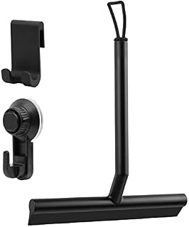JNUYISW Silicone Shower Squeegee Black Window Squeegee Cleaner Glass Wiper Scraper with Hanging Suction Hook for Window Car Glass Cleaning Bathroom Kitchen Mirror Accessories