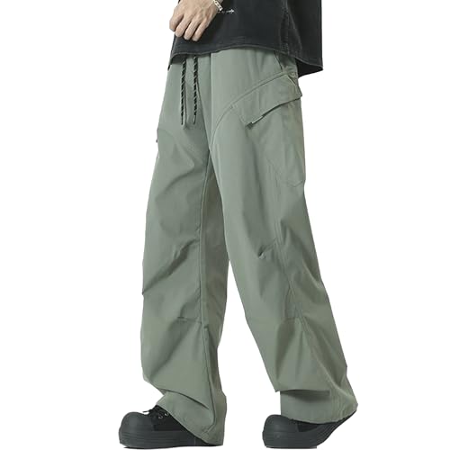 XYXIONGMAO Men's Black Streetwear Loose Multi-Pocket Hip Hop Casual Techwear Cargo Pants Joggers Sweatpants Pleated Overalls