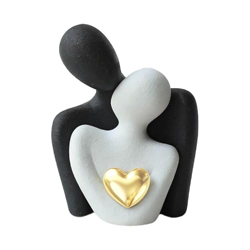 GZXUEHU Statue de Couple, Décoration de Chambre à Coucher pour Couples, Statue de Couple Mariage, Cadeau de Mariage pour Couple en Forme de cœur doré,...