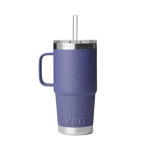 Image of YETI Rambler 25 oz Tumbler with Handle and Straw Lid, Travel Mug Water Tumbler, Vacuum Insulated Cup with Handle, Stainless Steel, Moon Dust - Textured