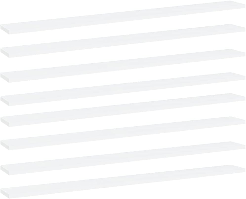 Set of 8 Bookshelf Boards Replacement Panels Storage Units Organizer Display Shelves, White 39.4"x3.9"x0.6" Engineered Wood