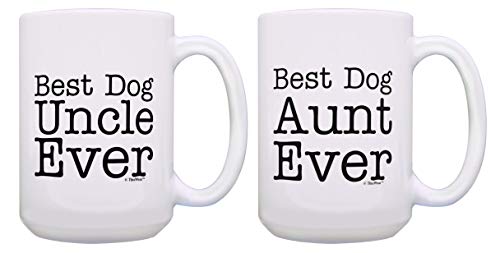 ThisWear Best Dog Uncle and Best Dog Aunt Ever Large Mug Set 2 Pack 15oz Ceramic Coffee Mug Set Bundle