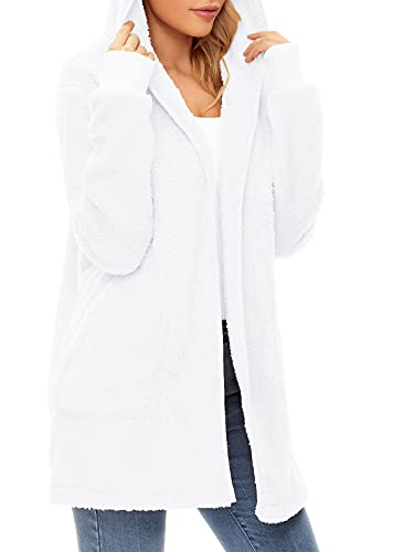 Image of Century Star Women Fleece Cardigan Hooded Loose Fuzzy Cardigan Coat Womens Fuzzy Jacket Outwear