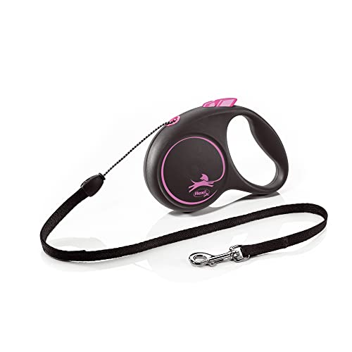 Guia FLEXI Black Design Corda P 5m - Rosa