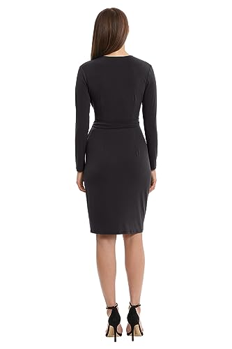 Maggy London Women's Long Sleeve Matte Jersey Wrap Career Office Workwear Desk to Dinner Event Guest of3