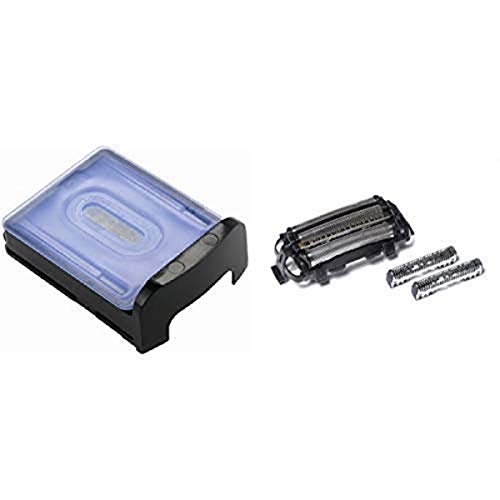 Panasonic WES035P Replacement Vortex HydraClean Solution Cartridges for Men's Shaver Systems, 3 Count and Panasonic WES9025PC Men's Electric Razor Replacement Inner Blade & Outer Foil Set