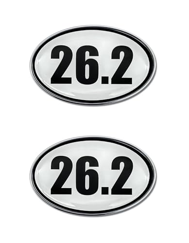Image of Elektroplate Mini 26.2 Marathon Black & White OEM Chrome Emblems for Motorcycles, Watercrafts, and Decorations | Universal Fit at 2.15 inch x 1.4 inch | Weatherproof | 2-Pack