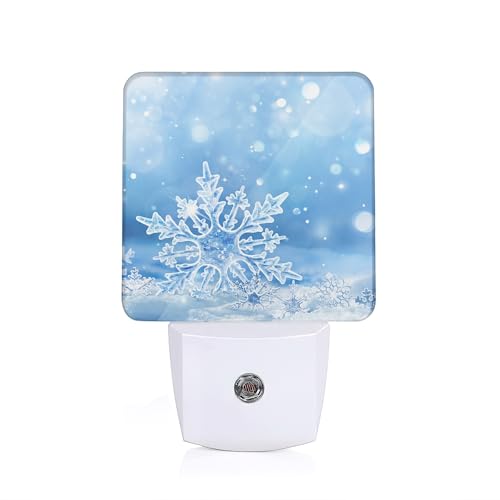 Image of Snowflakes Christmas Night Light, Winter Snowflakes Night Light Plug into Wall with Dusk to Dawn Sensor, LED Lamp Energy Saving Lights for Men Women Boys Girls,Lamp for Bedroom Bathroom Hallway