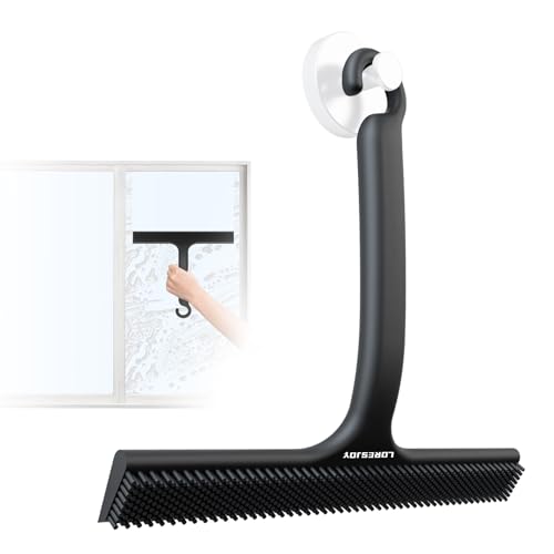 Mannicix Rasqueta Limpiacristales Ducha, Rasqueta Limpiacristales de Silicona para Baño Negro 2 in 1 para Duchas, Ventanas, Espejos, Ventanas de Coche, Vidrio, Azulejo