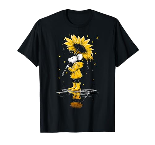 Ratón Girasol Dibujo Animal Ilustración Gráfica Camiseta