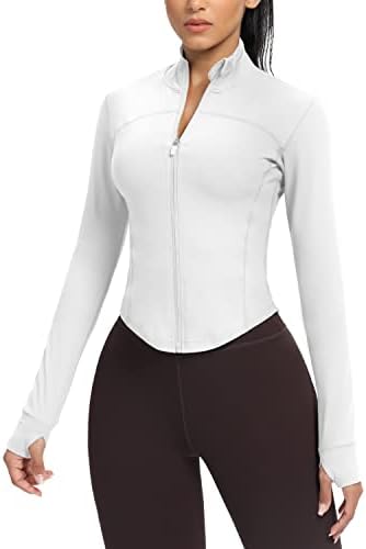 AVGO Women's Cropped Running Workout Jackets Zip Slim Fit Athleti...