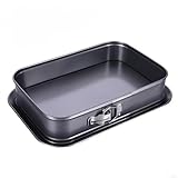 Lata de acero al carbono con fondo extraíble para hornear tartas de queso, tiramisú y recetas saladas, bandeja rectangular