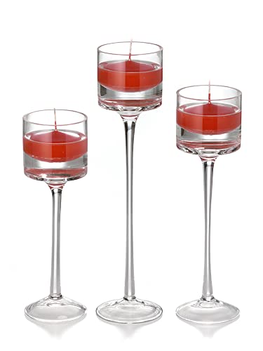 yummi Set of 18 Floating Candles and Monet Stem Holders - Brick