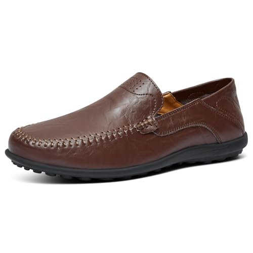 Image of Go Tour Men's Premium Genuine Leather Casual Slip on Loafers Breathable Driving Shoes Fashion Slipper