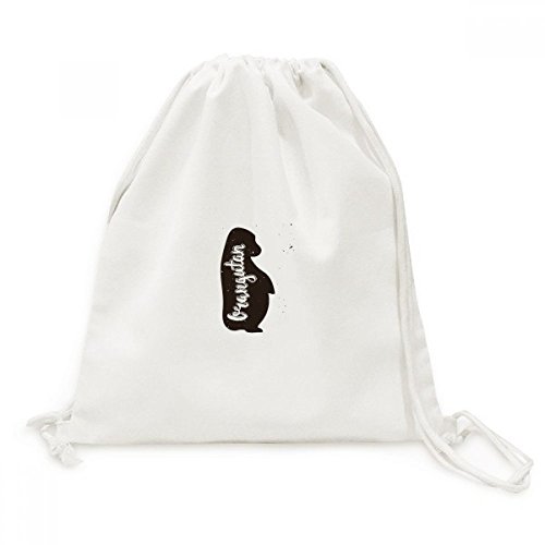 Toile Drawstring Backpack Orangutan Imprimé Animaux Noir Blanc
