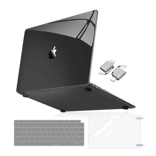 MOSISO Compatible with MacBook Air 13 inch Case 2022 2021 2020 2019 2018 Release A2337 M1 A2179 A1932, Surpass Natural Beauty Plastic Hard Shell&Keyboard Cover&Screen Film&Type C, Crystal Black