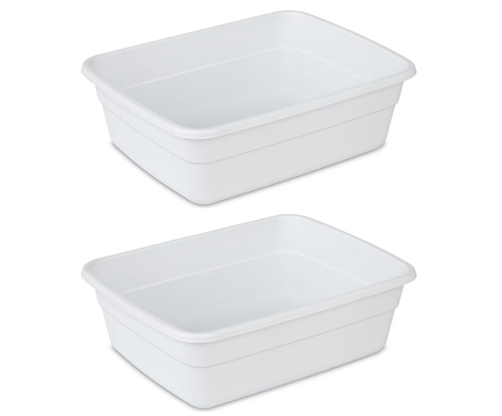 Plastic Wash Tub Dishpan Basin and Foot Bath for Soaking Feet Laundry Hand Wash Bucket Dish Pans for Washing and Storage Cleaning Supplies - 8 Qt - Heavy Duty - 2pack (White)