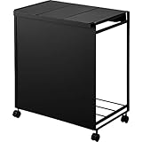 山崎実業(Yamazaki) 蓋付き 目隠し 分別 ダストワゴン 3分別 ブラック 約W50.5XD33XH55cm(キャスター含む)※蓋開口時:約H81.5cm タワー tower ゴミ箱 ハンドル・キャスター付 簡単に取り出せる 5978