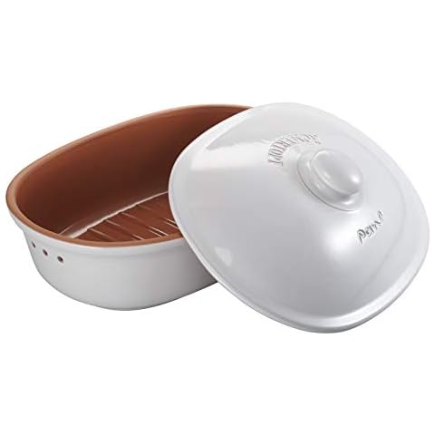 Römertopf Bread Bin, Ceramic Bread Bin, Oval, White, 40 x 28 x 20 cm Cover