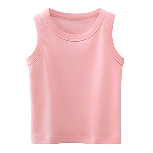 Toddler Kids Baby Boys Girls Solid Tank Tops Sleeveless Crewneck Vest T-Shirts Tops Casual Tee Clothes (Pink, 4-5 Years)