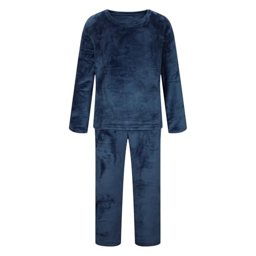 Men's Flannel Pajamas Set Casual Crewneck Long Sleeve Sleepwear Sets Fall Winter Soft Comfort Loungewear 2 Piece2