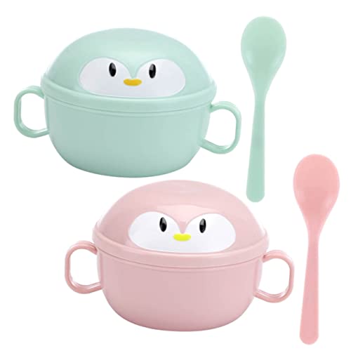 Alipis 2 Juegos De Cuencos Para Recipientes Para Comida Recipientes Con Doble Asa Suministros Para Bebés Cuencos Con Forma De Pingüino De Dibujos Animados Cuencos Portátiles Para