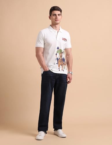 Image of U.S. Polo ASSN. Printed Polo T Shirts for Men - 100% Cotton, Half Sleeve Mens Tshirt