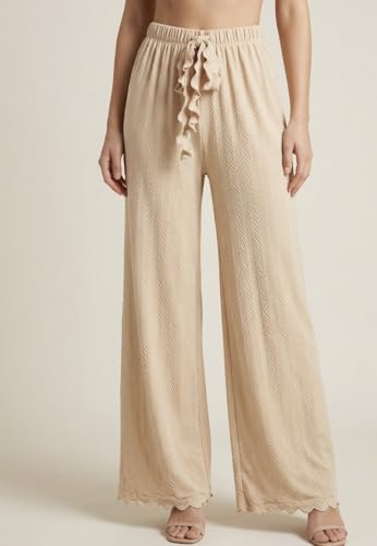 Image of Women Pack of 2 Pleated Palazzo Pants | Free Size (M to 3XL) | Elastic Waist with Drawstring | Soft Stretch Fabric | Casual, Office