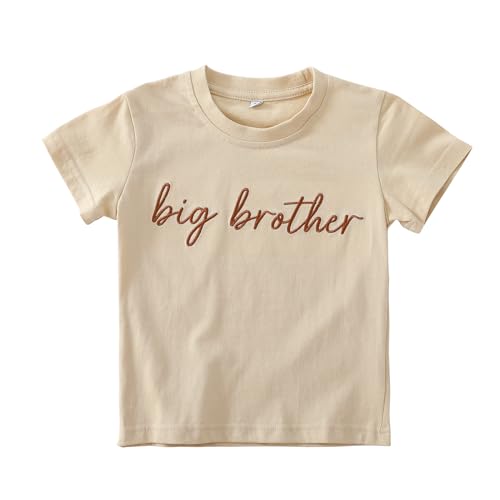 Image of Big Brother T Shirt for Toddler Boy Announcement T-Shirt Sibling Reveal Embroidery Outfit Clothes 1t-5t