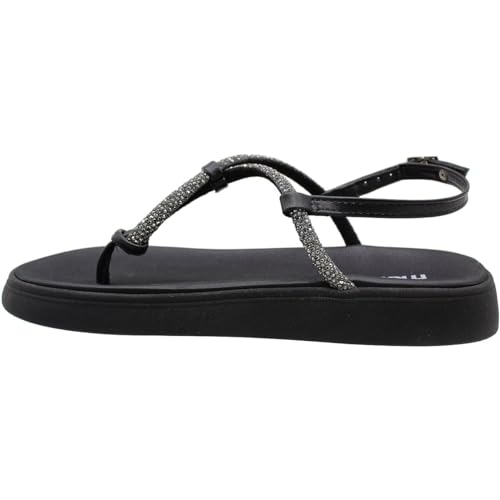 Moleca, Sandália Feminina Rasteira Dedo Strass Moleca 5499.100 Cor:Preto;Tamanho:36