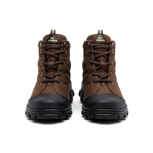 Bota Coturno Masculina Cano Médio - Couro Sintético Impermeável - Sola Antiderrapante - Botas Masculinas de Trabalho e Segurança - Nº 37 ao 44 (Marrom, BR, Adulto, Numérico, G, 39)