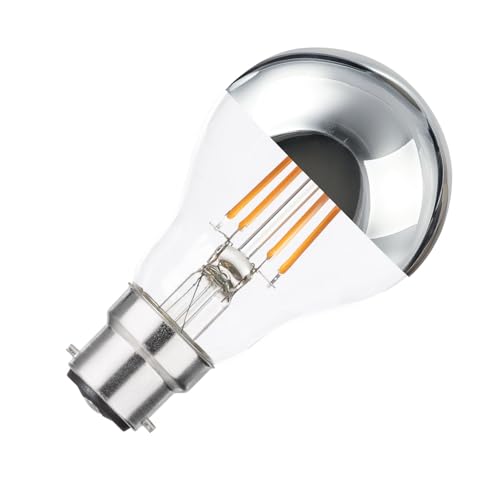 LEDKIA LIGHTING - Ampoule Filament LED B22 | 6W 600 lm | A60 Chrome Reflect | Éclairage uniforme 300º | Style rétro | Consommation réduite, No Flicker, 2200K Blanc Chaud