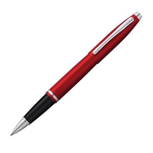Image of Cross Calais Matte Metallic Crimson Refillable Rollerball Pen - Medium Point, Black Ink, Smooth Writing, Presented in a Luxury Gift Box