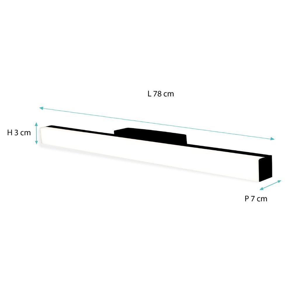 Voltman Aplique de espejo – Colección Elia – 41 cm – Cromo – 12 W – 960 LM 4000 K – IP44, Negro, 20 W