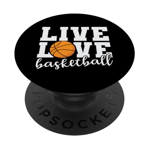 Live Love Basketball Ball Sports America USA PopSockets Swappable PopGrip, Black