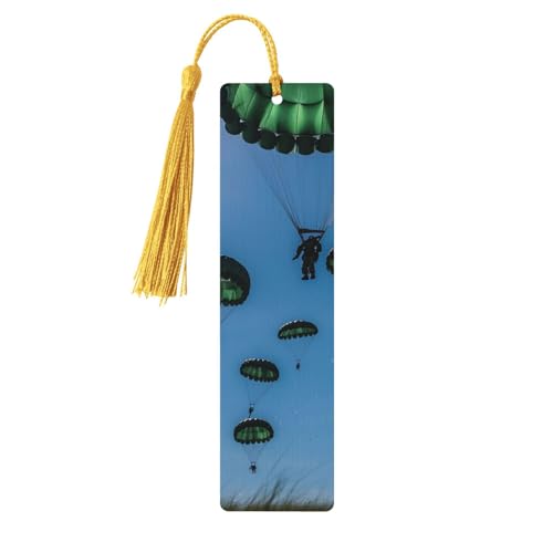 しおり 木製しおり 穴とタッセル付き 木製タグ グリーン パラシュート 木製クラフト しおり ヴィンテージ しおり オーナメント 木製ブックマーク 女性用 男性用 本好きの方へのギフトに ゴールド