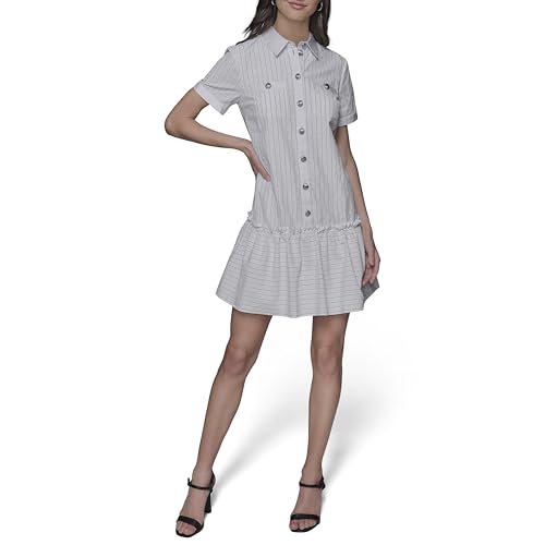Robe décontractée KARL LAGERFELD à manches courtes et col chemise en coton