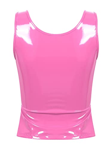 Womens Stretchy Sleeveless Liquid Metallic Club Crop Tank Top Stage Show Vinyl Zipper Vest4