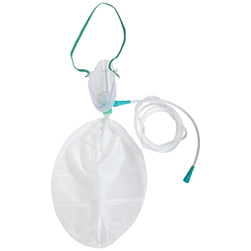 FAIRBIZPS Adjustable Adult Oxygen Mask/High Concentration Mask with Non-Rebreather Bag & Tubing for Oxygen Therapy