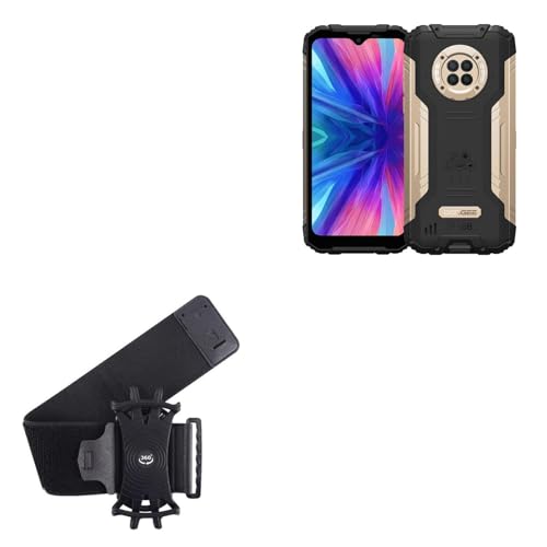 BoxWave Holster Compatible with Doogee S96 GT - ActiveStretch Sport Armband, Adjustable Armband for Workout and Running - Jet Black
