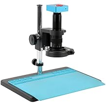 Microscope Kit Video Microscope Camera 55MP 4K 2K HDMI USB 130X 180X 300X Zoom Boom Stand Multi Axis Digital Electronic Lab Industrial Video Microscope Camera Set Microscope Lens Adapters  Color A