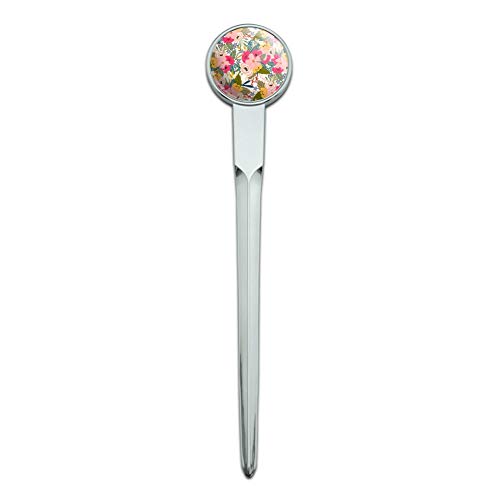 Softly Flowers Floral Pattern Classic Chrome Plated Metal Envelope Letter Opener Slitter #TOP17