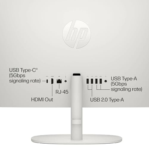 Image of HP 21.5 inch FHD All-in-One Desktop Computer, 8GB RAM 128GB UFS, Quad-Core Intel N100, Windows 11, PLUSERA 8-in-1 Hub, Keyboard & Mouse Included, Cashmere White